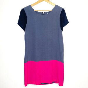 Kensie Grey Pink Black Colorblock Shift Dress Short Sleeve Size Small Office